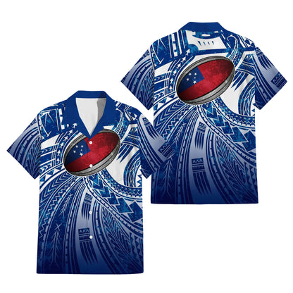 Samoa Rugby Matching Polynesian Tribal Pattern Blue Dress And Hawaiian Shirt For Him Her