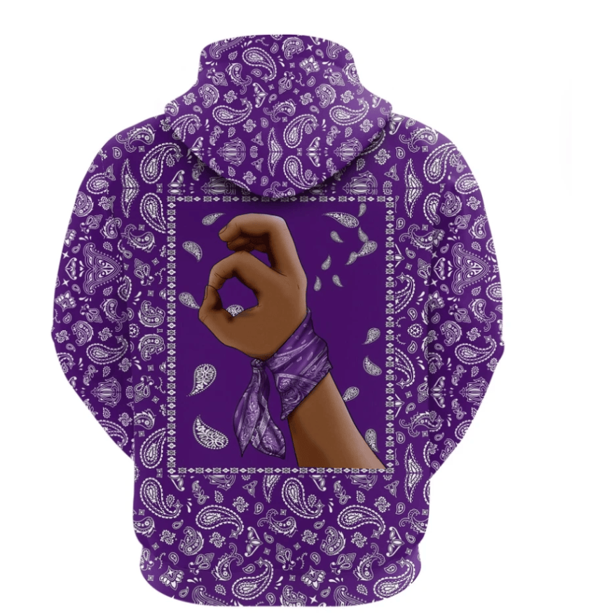 Grape Street Crips Zip Hoodie Purple Bandana  Grape Street Crips Zip Hoodie - Purple Paisley Pattern Zip Hoodie