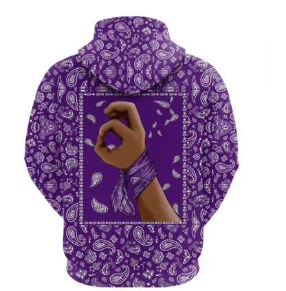 Grape Street Crips Zip Hoodie Purple Bandana  Grape Street Crips Zip Hoodie - Purple Paisley Pattern Zip Hoodie