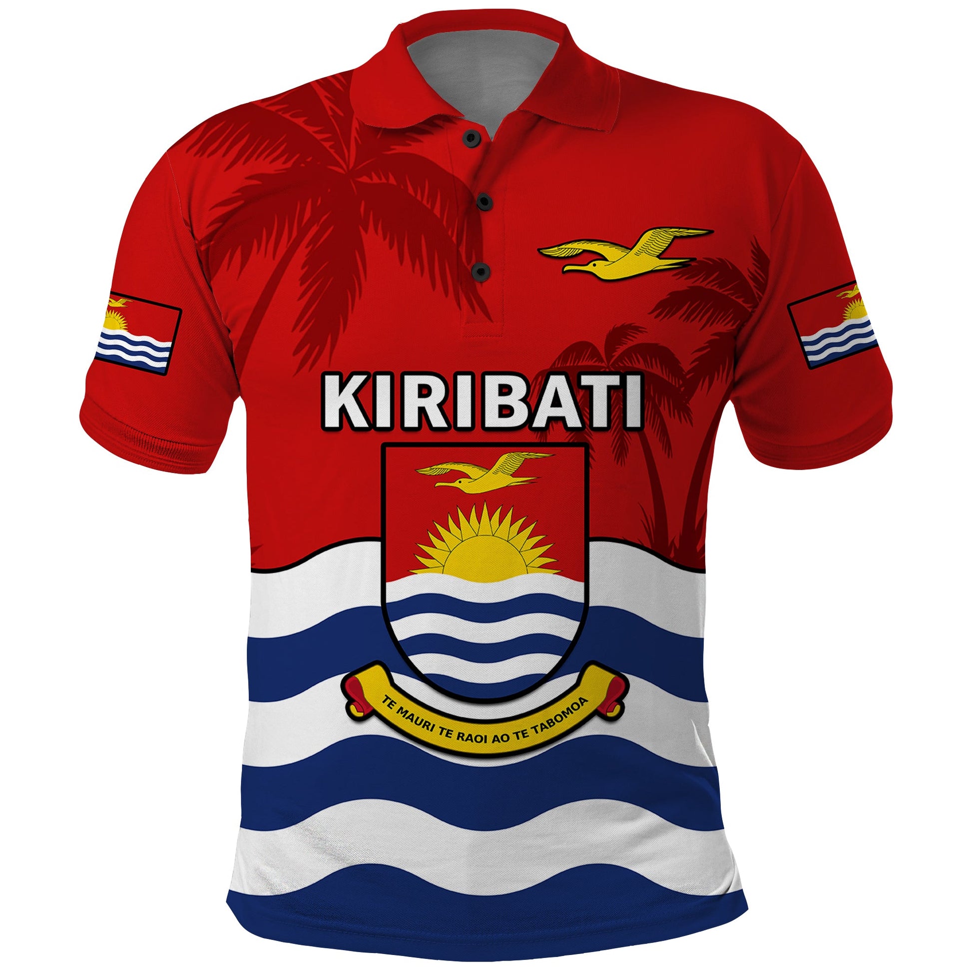 Ribaberiki Kiribati Coat Of Arms Mix Palm Trees Polo Shirt