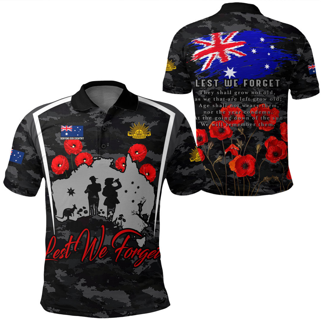 Anzac Day Polo Shirt Australia Anzac Day Serving Our Country Lest We Forget