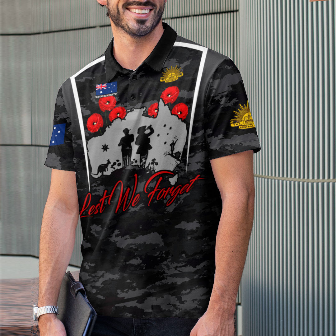 Anzac Day Polo Shirt Australia Anzac Day Serving Our Country Lest We Forget