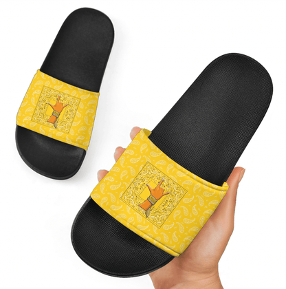 Latin Kings Gang Slide Sandals Yellow Bandana Pattern