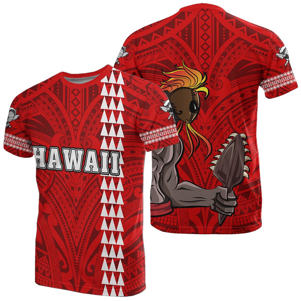 Hawaiian Islands Warrior Kakau Red Polynesian T-Shirt