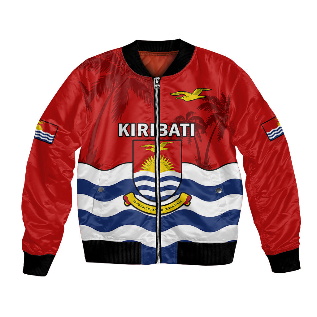Ribaberiki Kiribati Coat Of Arms Mix Palm Trees Bomber Jacket