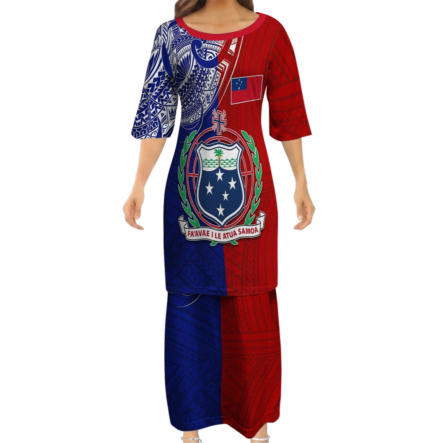 Samoa Coat Of Arms Matching Polynesian Tribal Pattern Half Style Dress And Hawaiian Shirt For Him Her