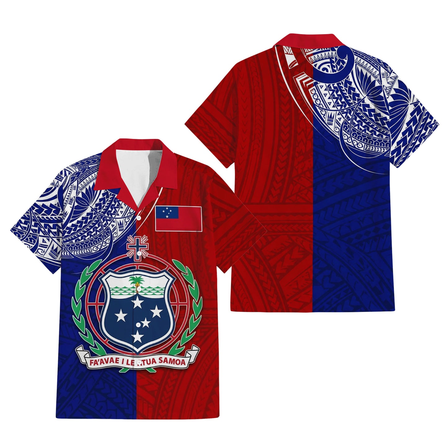 Samoa Coat Of Arms Matching Polynesian Tribal Pattern Half Style Dress And Hawaiian Shirt For Him Her