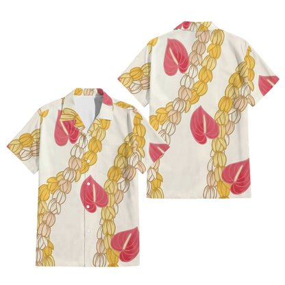 Puakenikeni Pikake Lei Curve Lei Flower Matching Outfit For Couple Island White Puletasi Dress And Shirt
