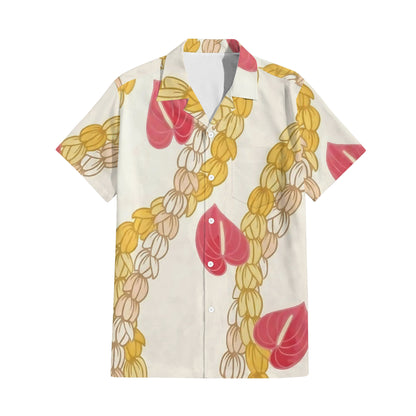 Puakenikeni Pikake Lei Curve Lei Flower Matching Outfit For Couple Island White Puletasi Dress And Shirt