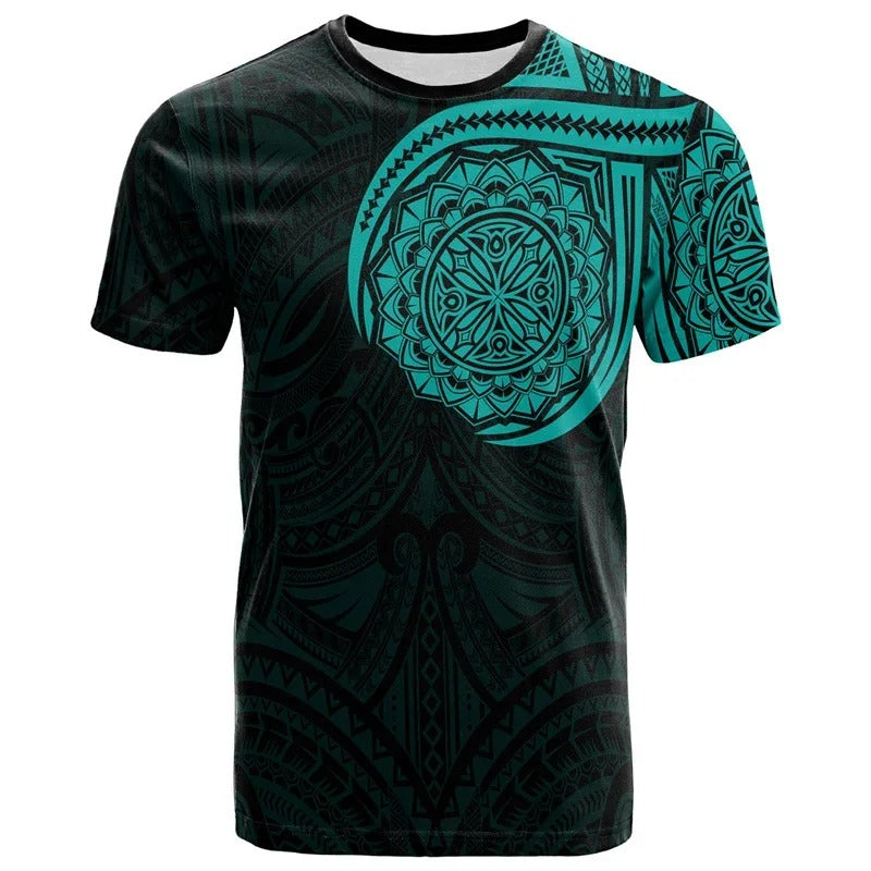 New Zealand Shirt Polynesian Maori Rugby Ball Print Blue T Shirt All Over Print