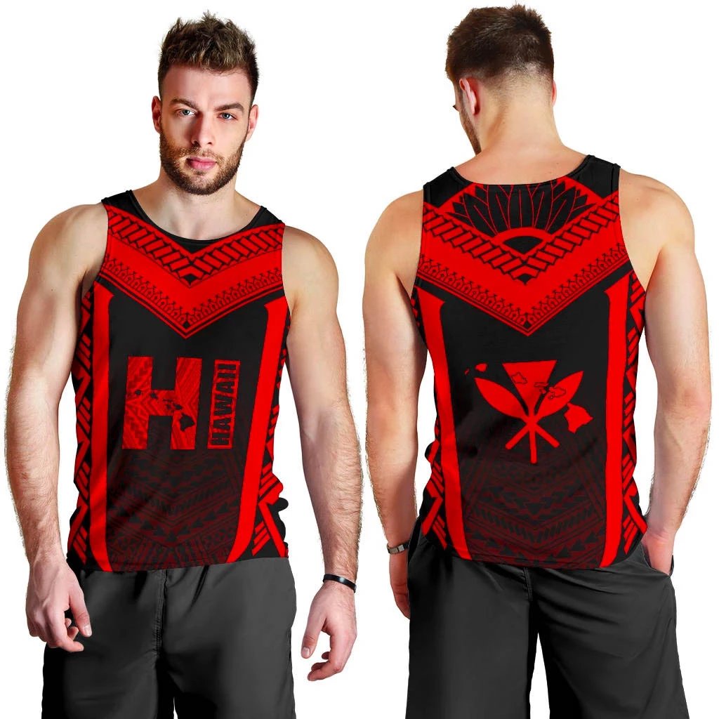 Hawaiian Kanaka Polynesian Men's Tank Top Active Red