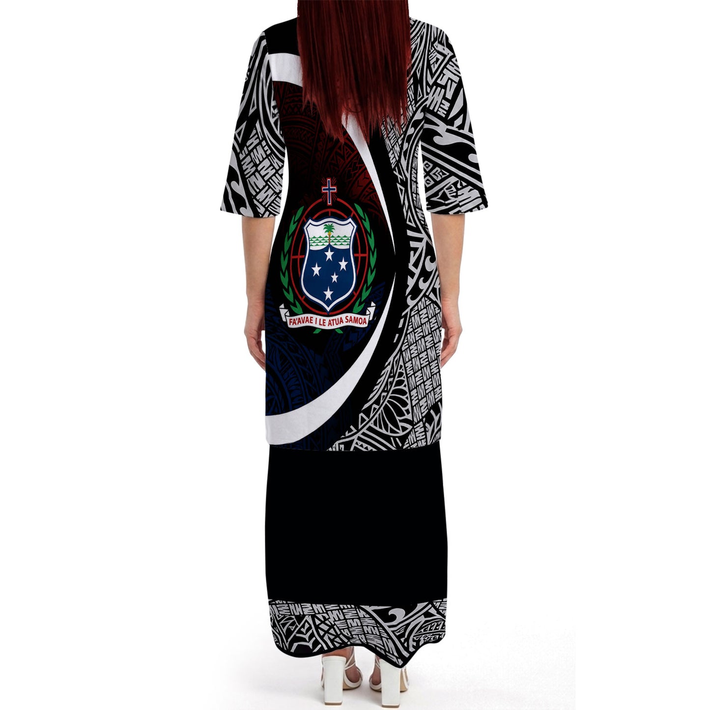 Samoa Coat Of Arms Matching Polynesian Tribal Pattern Curve Style Black Dress And Hawaiian Shirt For Him Her