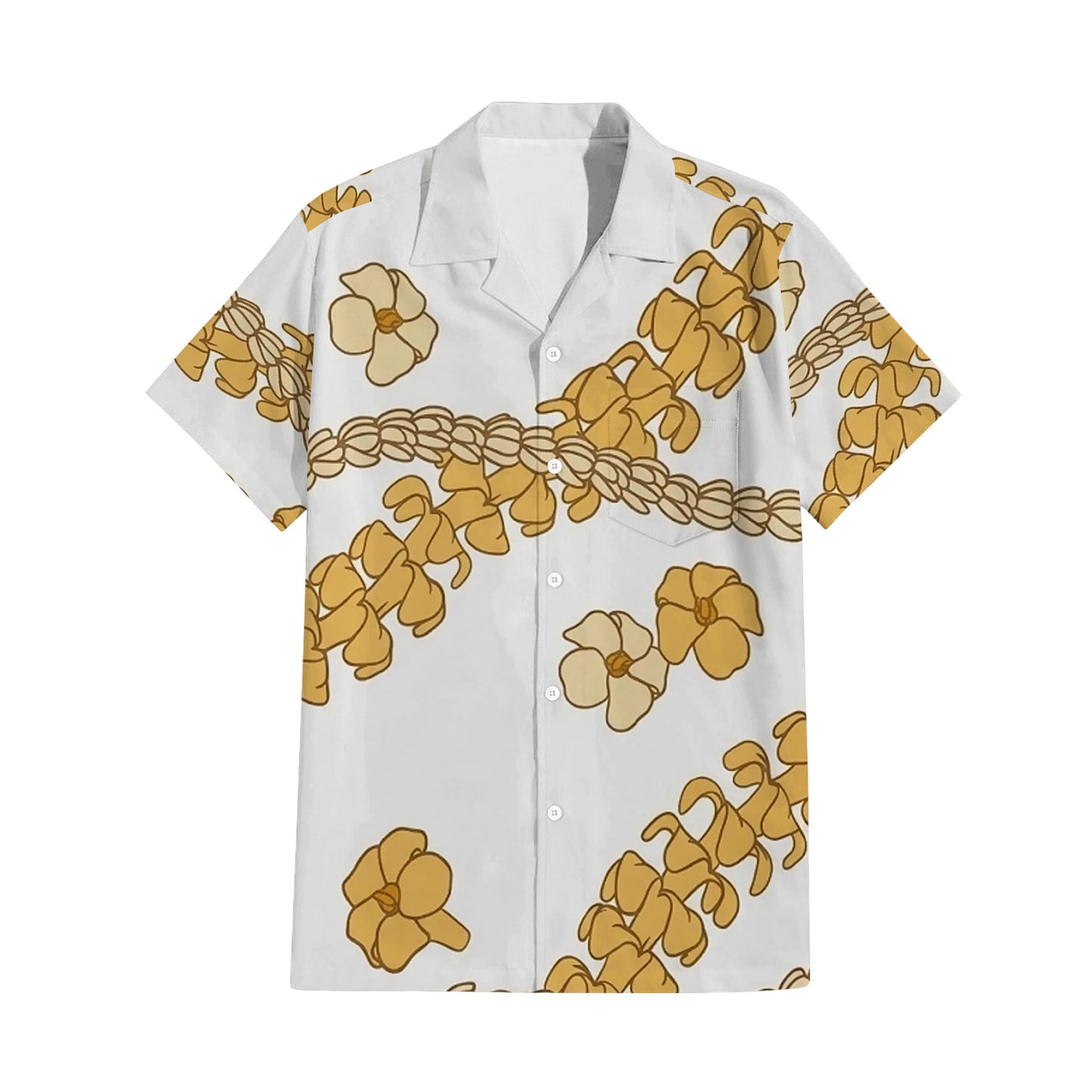 Puakenikeni Pikake Lei Curve Lei Yellow Flower Matching Outfit For Couple Island White Puletasi Dress And Shirt