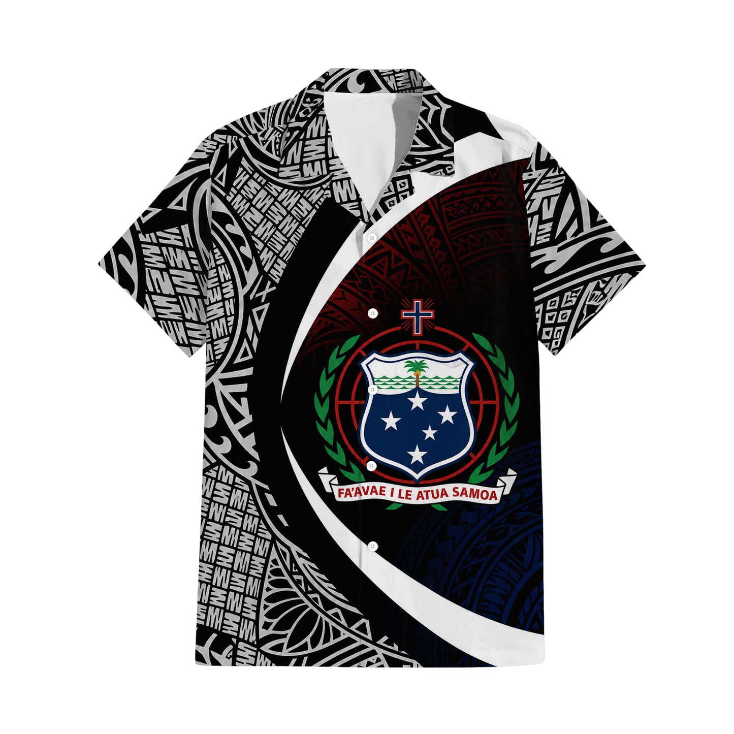 Samoa Coat Of Arms Matching Polynesian Tribal Pattern Curve Style Black Dress And Hawaiian Shirt For Him Her