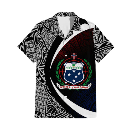 Samoa Coat Of Arms Matching Polynesian Tribal Pattern Curve Style Black Dress And Hawaiian Shirt For Him Her