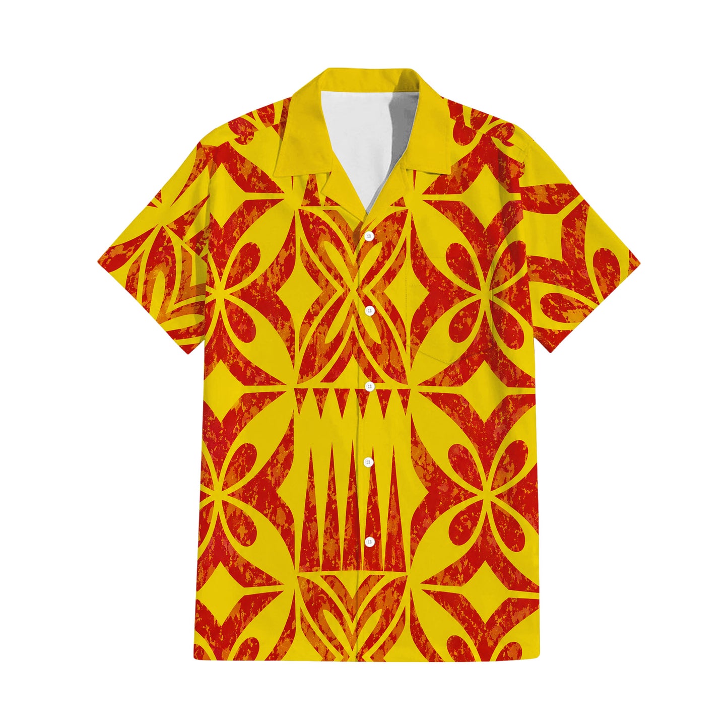 Vintage Polynesian Tribal Pattern Yellow Couple Outfit Matching Island Dress And Hawaiian Shirt For Her Him