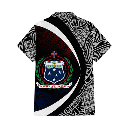 Samoa Coat Of Arms Matching Polynesian Tribal Pattern Curve Style Black Dress And Hawaiian Shirt For Him Her