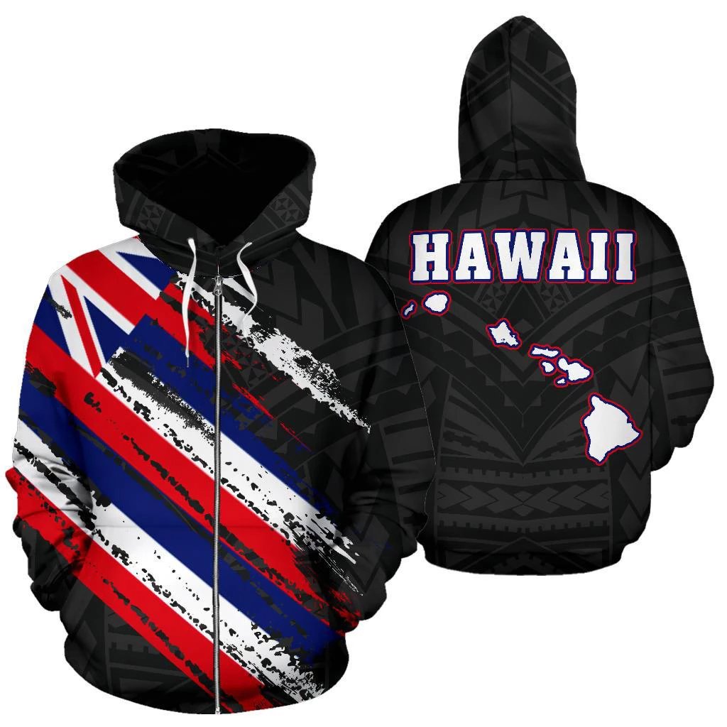Hawaii Flag Polynesian Zip Up Hoodie