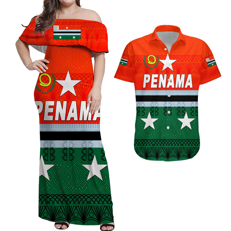 Penama Province Combo Dress and Hawaiian Shirt Matching Couples Outfit Vanuatu Pattern Traditional Style