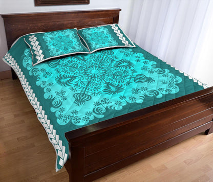 Hawaii Quilt Bed Set Pattern Version Special Turquoise