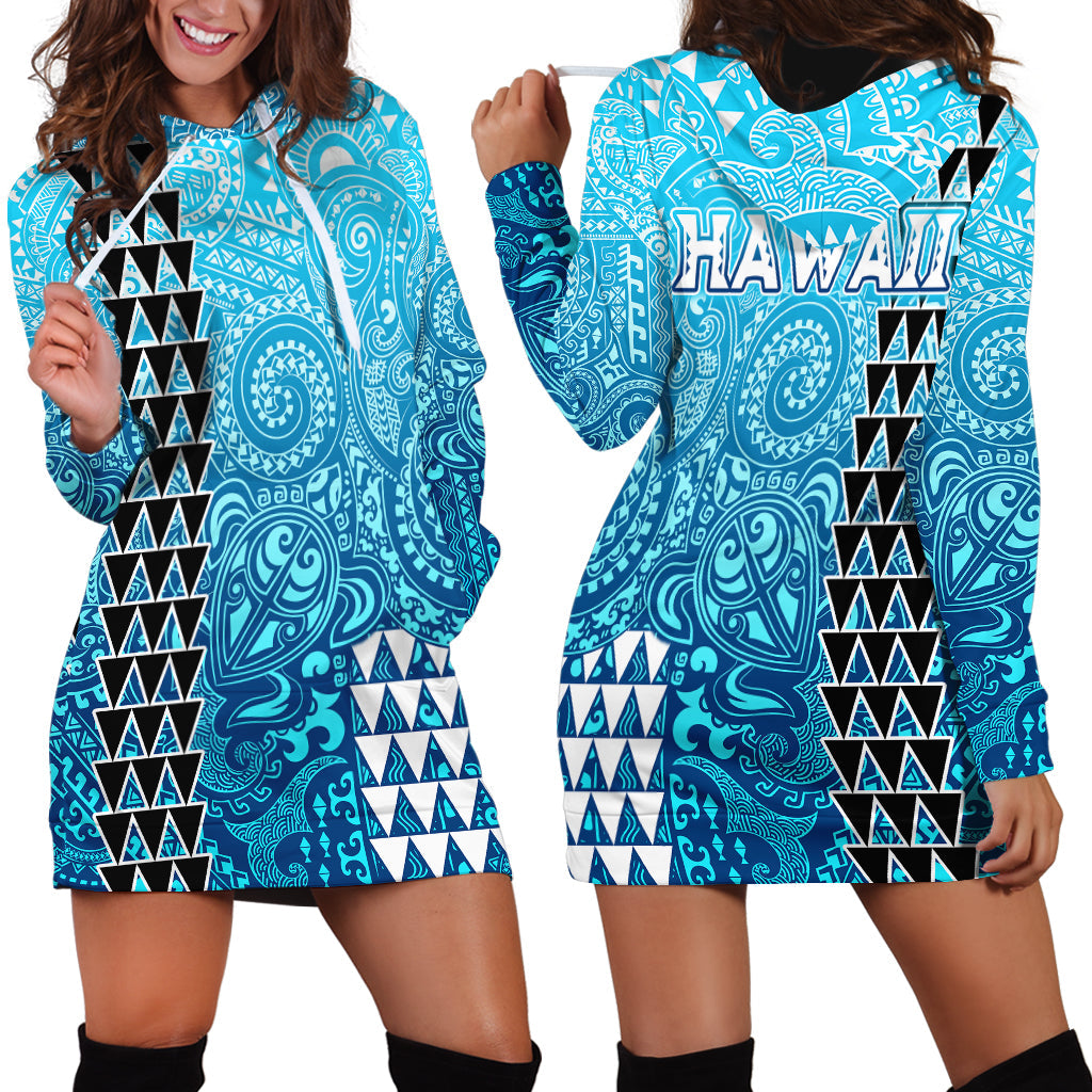 Hawaii Tribal Kakau Hoodie Dress