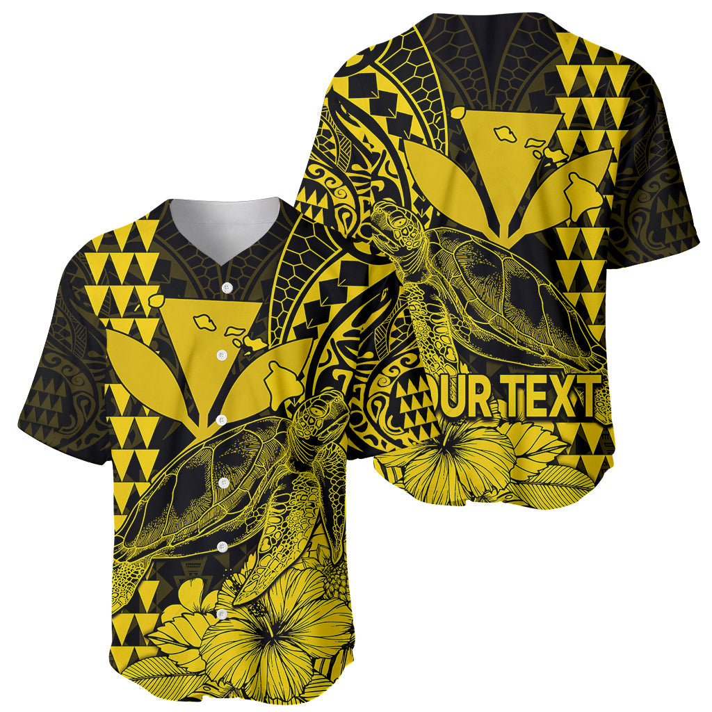 (Custom Personalised) Kakau Polynesian Tribal Hawaiian Turtle with Kanaka Maoli Yellow Baseball Jersey