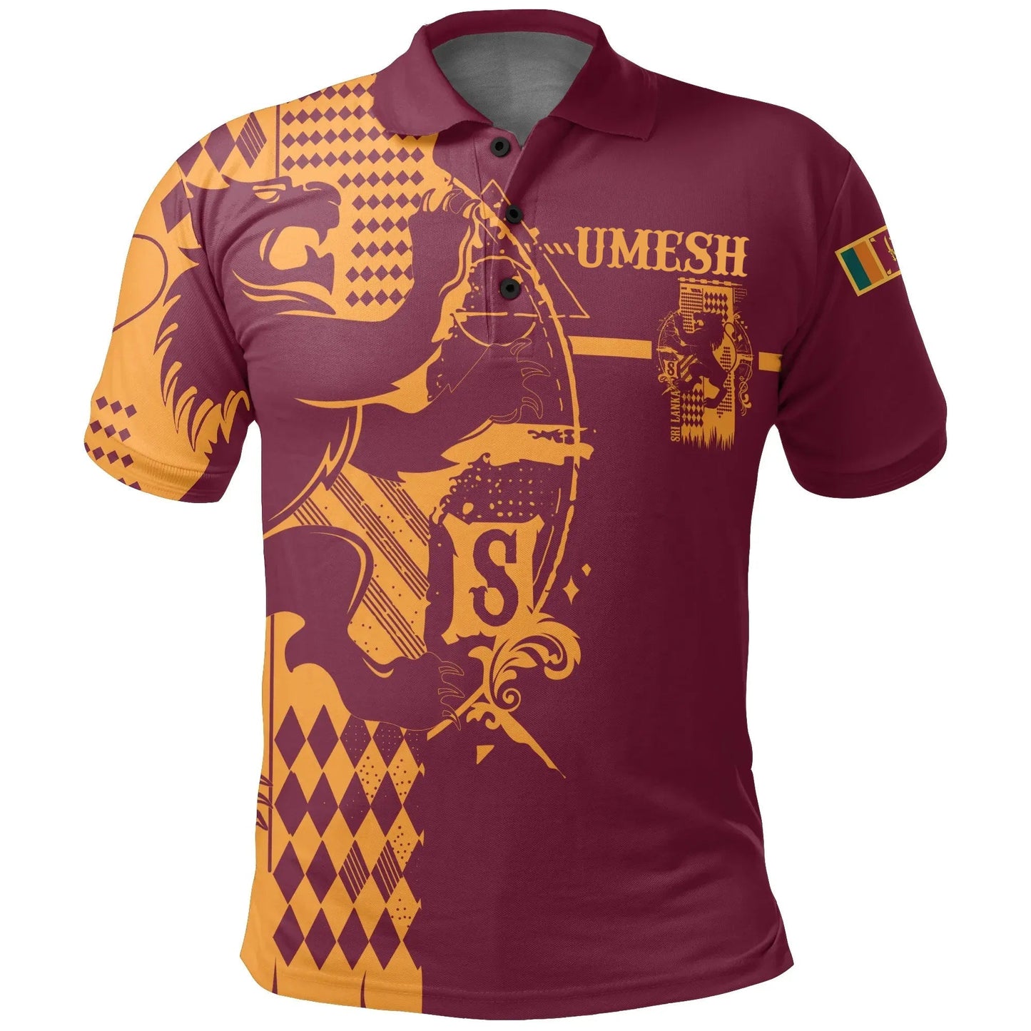(Vishwanatha Custom African Sri Lanka King Of Lion Polo Shirt Red