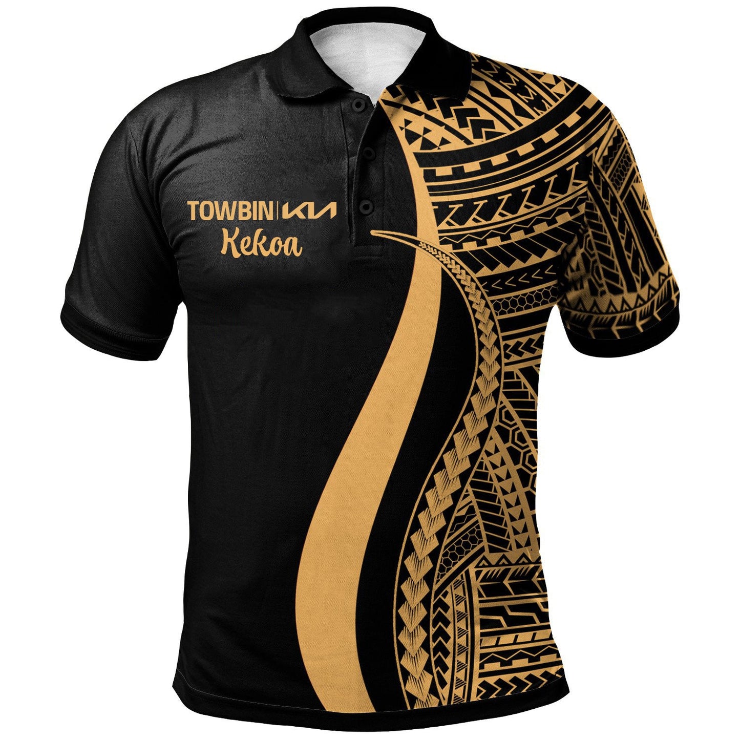 Kekoa TOWBIN KN Polo Shirt Gold - Polynesian Tentacle Tribal Pattern RLT14