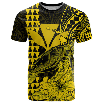 Kakau Polynesian Tribal Hawaiian Turtle With Kanaka Maoli Yellow T Shirt
