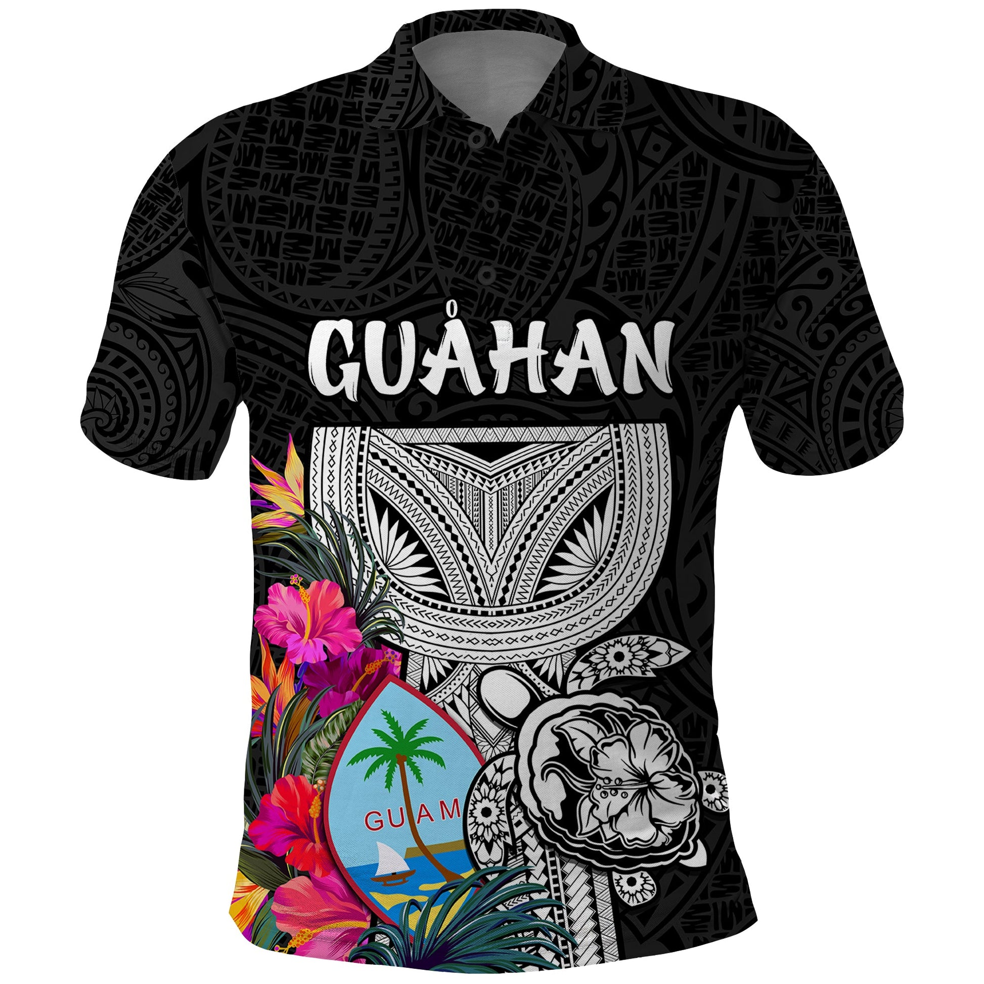 Guam Tribal Latte Stone Tropical Polo Shirt