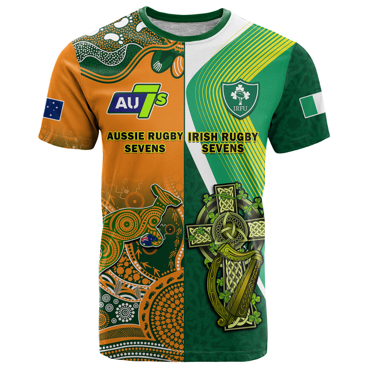 Custom Ireland and Australia Rugby Sevens Irish Sevens Mix Aussie Sevens T Shirt
