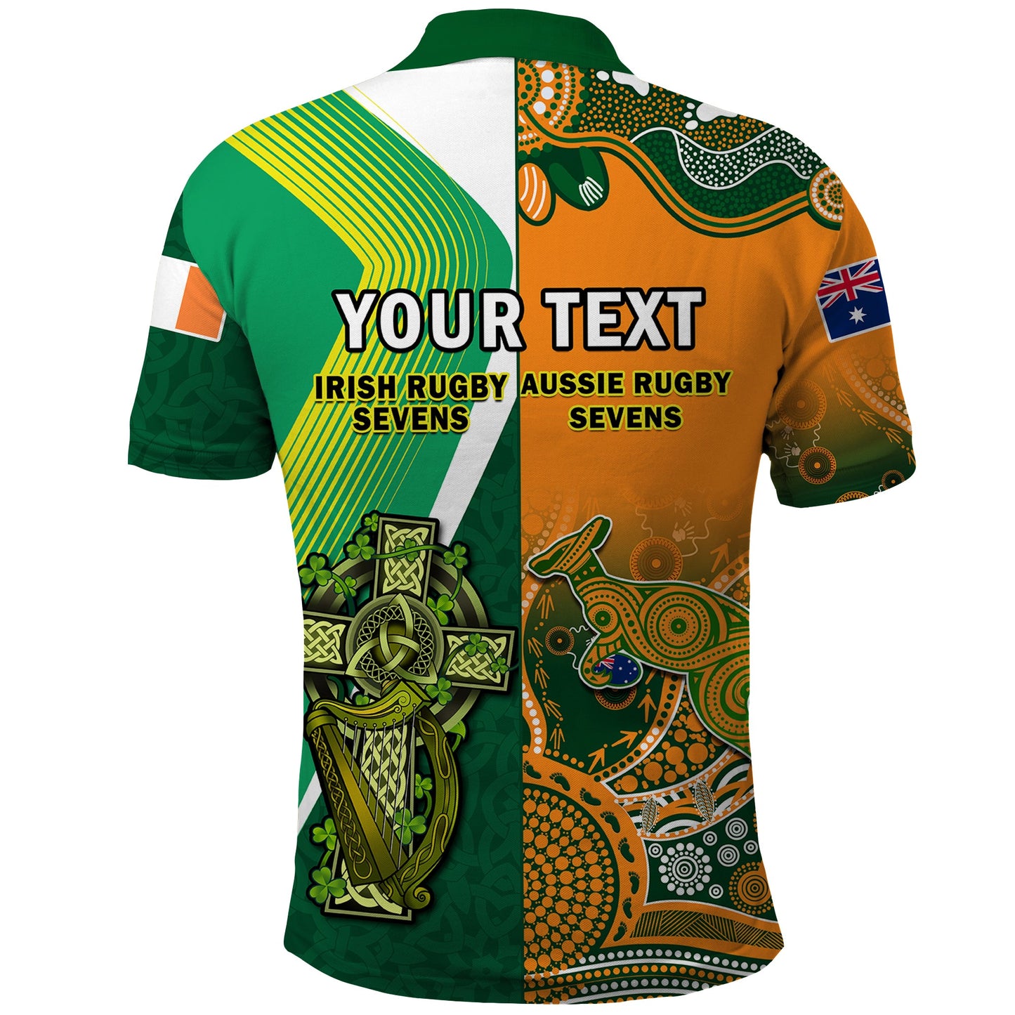 Custom Ireland and Australia Rugby Sevens Irish Sevens Mix Aussie Sevens Polo Shirt