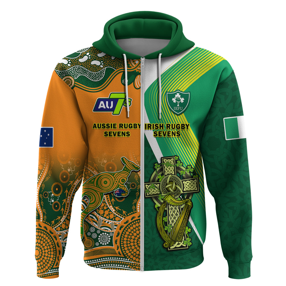 Custom Ireland and Australia Rugby Sevens Irish Sevens Mix Aussie Sevens Hoodie