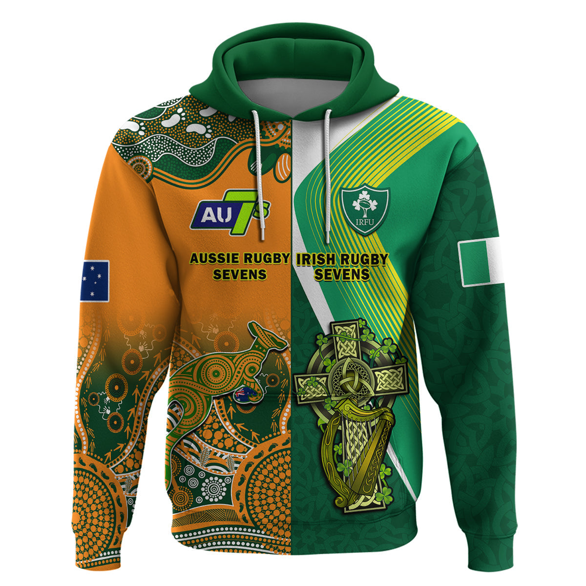 Custom Ireland and Australia Rugby Sevens Irish Sevens Mix Aussie Sevens Hoodie