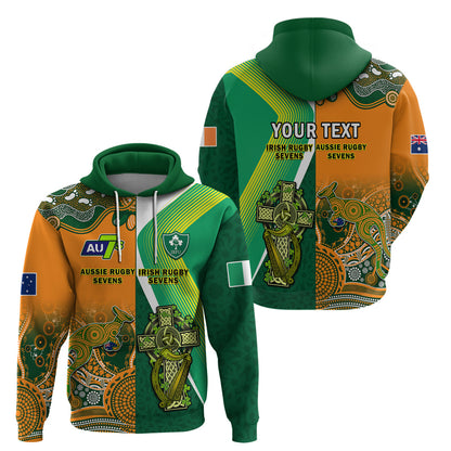 Custom Ireland and Australia Rugby Sevens Irish Sevens Mix Aussie Sevens Hoodie