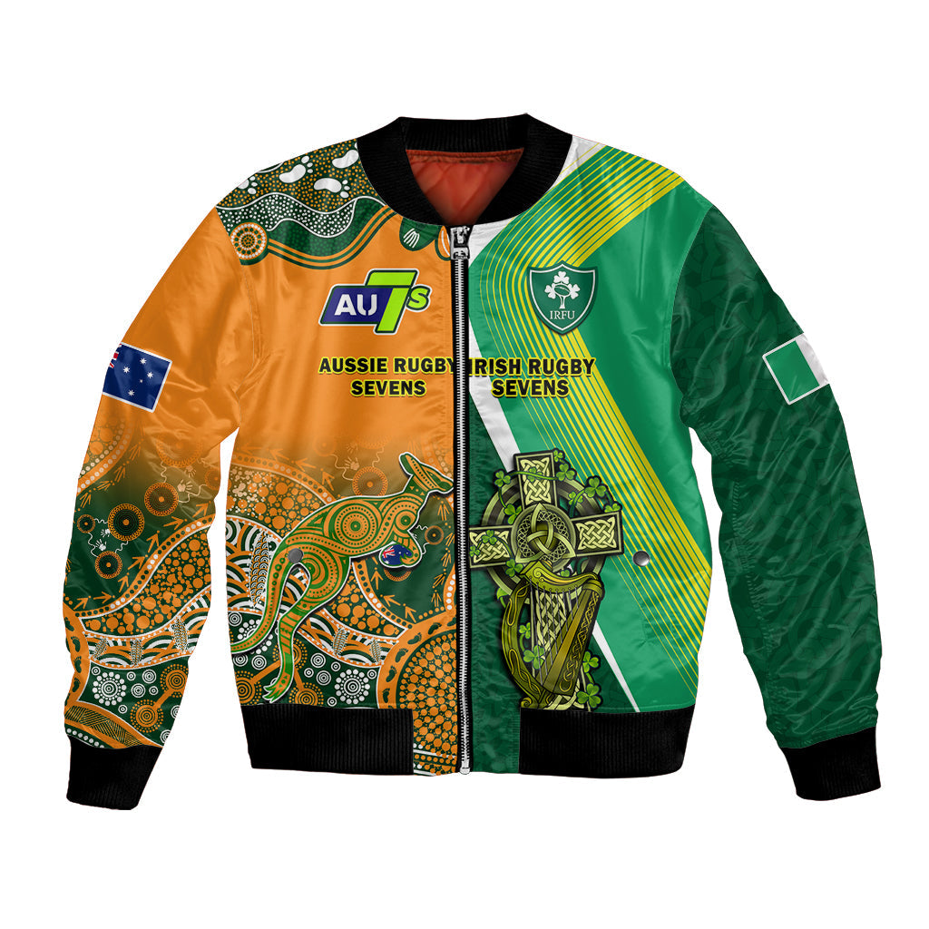 (Custom Personalised) Ireland and Australia Rugby Sevens Irish Sevens Mix Aussie Sevens Bomber Jacket