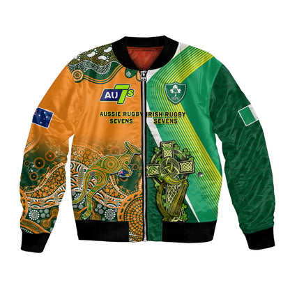 (Custom Personalised) Ireland and Australia Rugby Sevens Irish Sevens Mix Aussie Sevens Bomber Jacket