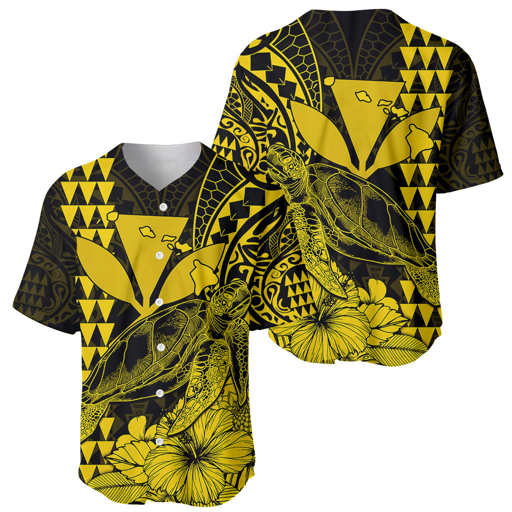 Kakau Polynesian Tribal Hawaiian Turtle with Kanaka Maoli Yellow Baseball Jersey