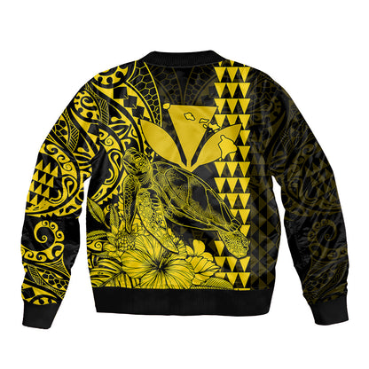 Kakau Polynesian Tribal Hawaiian Turtle with Kanaka Maoli Yellow Bomber Jacket