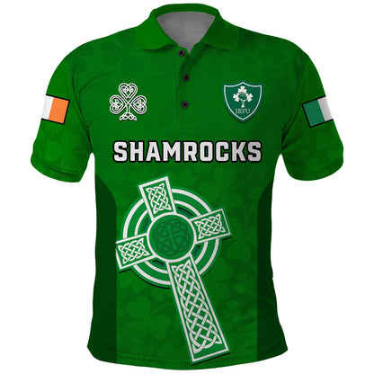 (Custom Text And Number) Ireland Rugby Go Shamrocks Polo Shirt