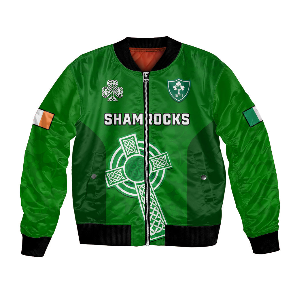 (Custom Text And Number) Ireland Rugby Go Shamrocks Bomber Jacket