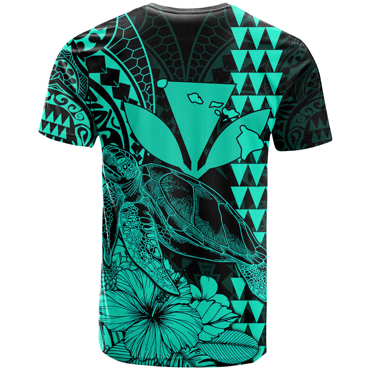 Kakau Polynesian Tribal Hawaiian Turtle With Kanaka Maoli Turquoise T Shirt