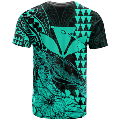 Kakau Polynesian Tribal Hawaiian Turtle With Kanaka Maoli Turquoise T Shirt