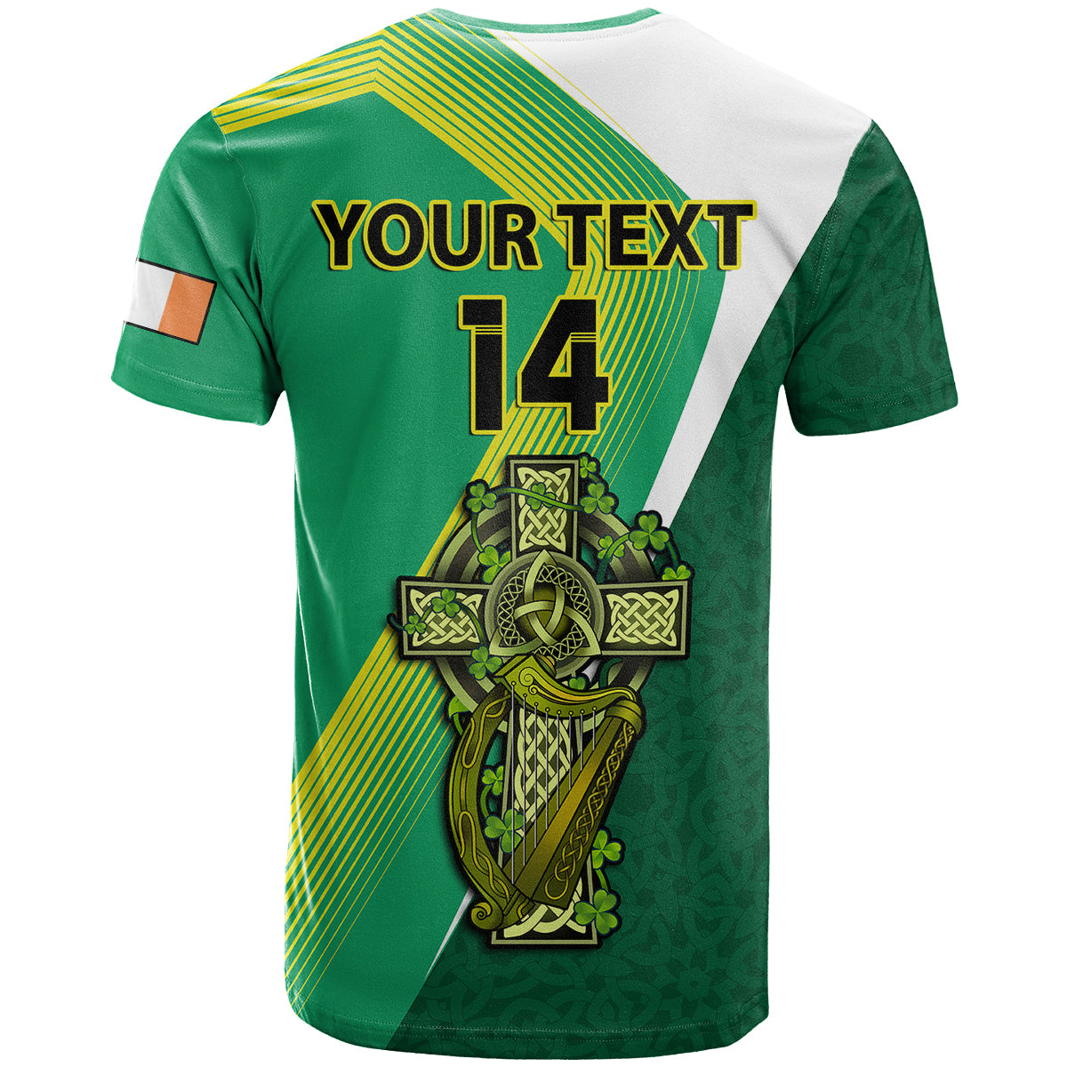 Custom Ireland Rugby 7s Celtic Cross Shamrock T Shirt