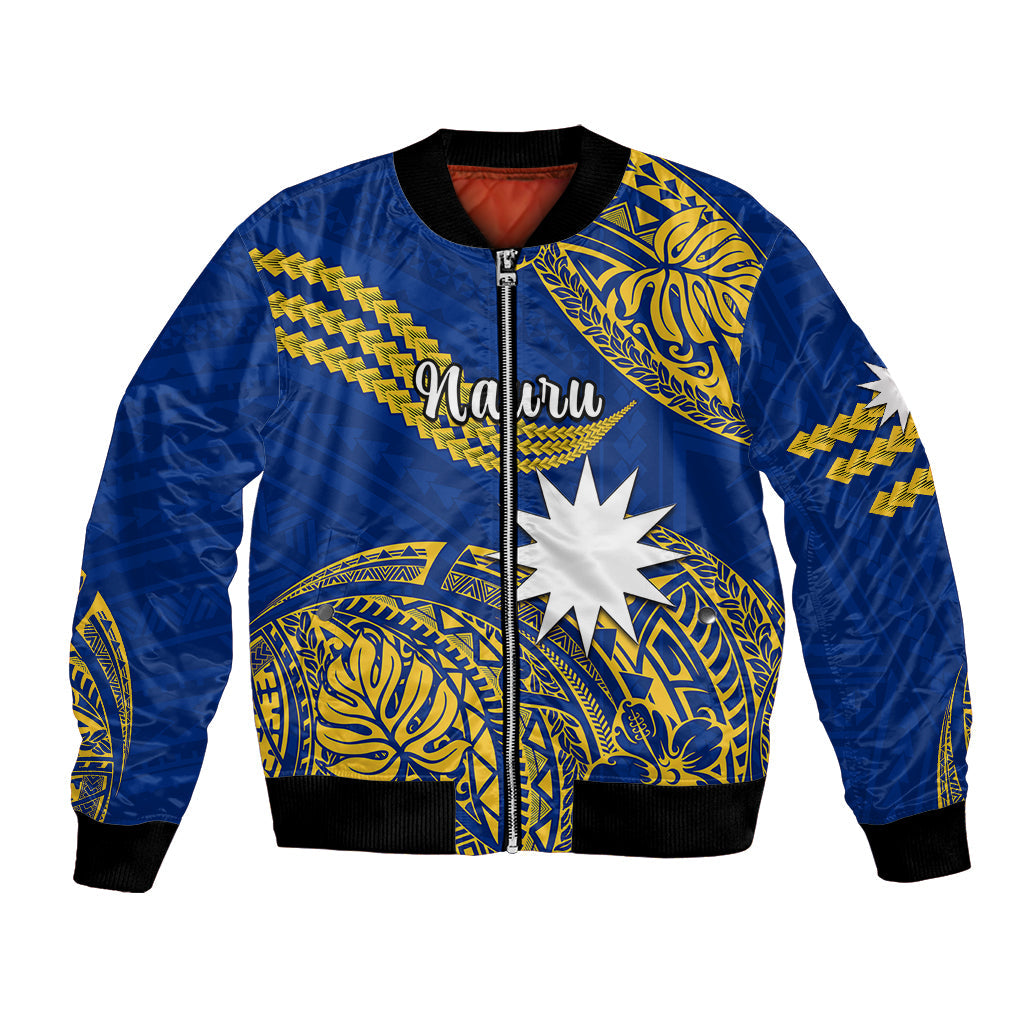 Nauru Polynesian Hibiscus Naoero Flag Color Bomber Jacket