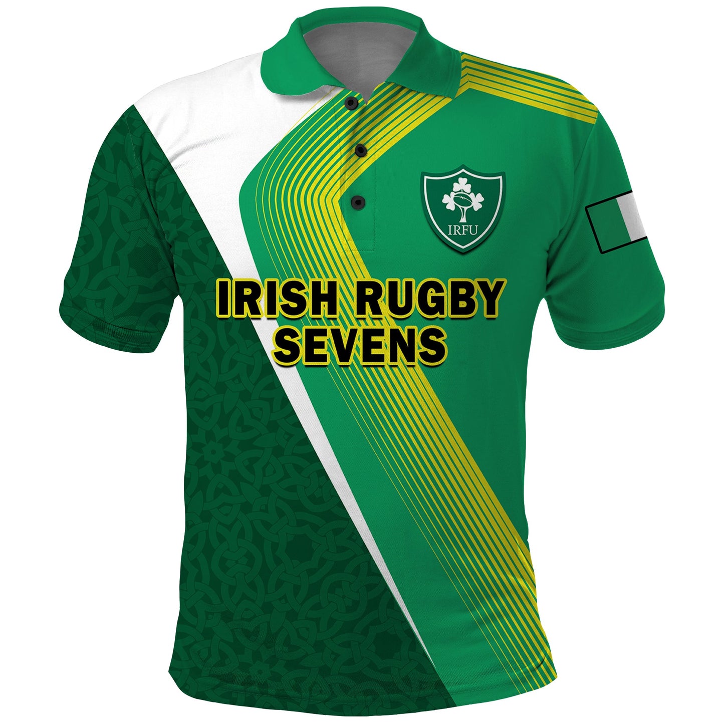 Ireland Rugby 7s Celtic Cross Shamrock Polo Shirt