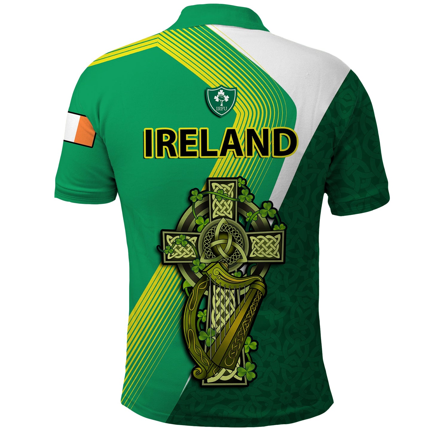 Ireland Rugby 7s Celtic Cross Shamrock Polo Shirt