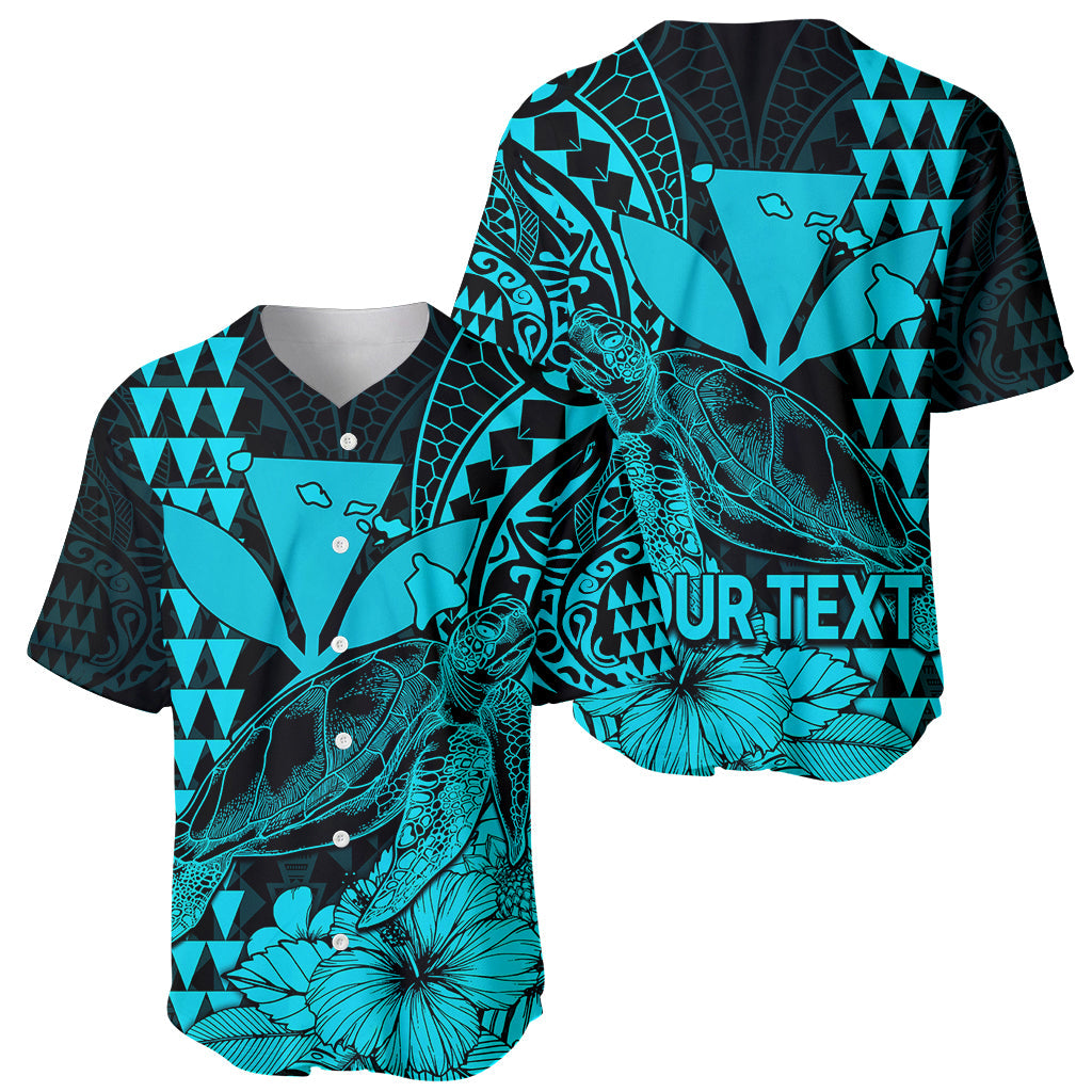 (Custom Personalised) Kakau Polynesian Tribal Hawaiian Turtle with Kanaka Maoli Teal Baseball Jersey