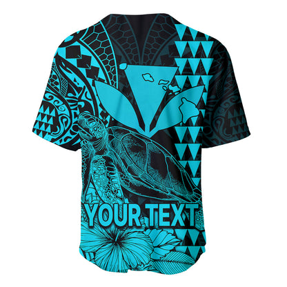 (Custom Personalised) Kakau Polynesian Tribal Hawaiian Turtle with Kanaka Maoli Teal Baseball Jersey
