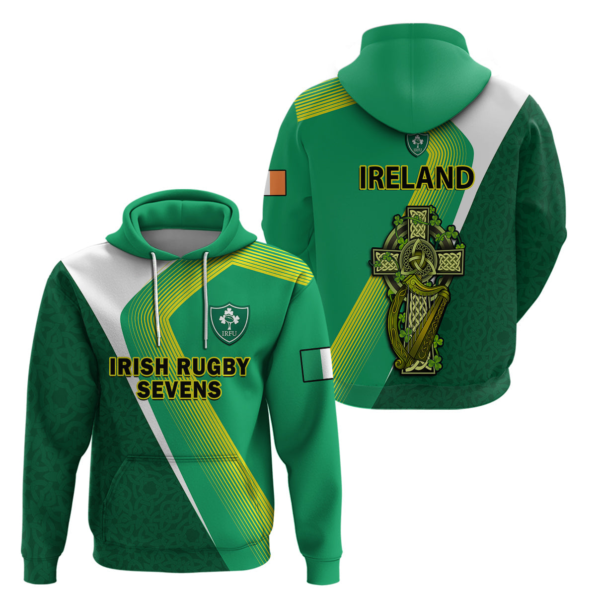 Ireland Rugby 7s Celtic Cross Shamrock Hoodie